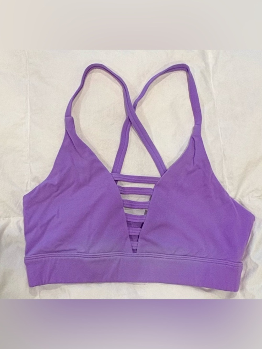 Peachy Purple Strappy V-Neck Sports Bralette